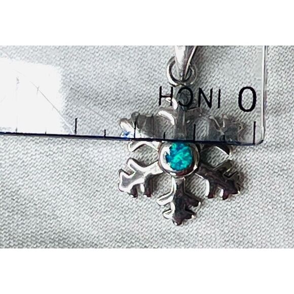 Silver 925 Simulated Fire Opal Snowflake 20" Necklace + Drop Earring Set Jewelry - Picture 11 of 15